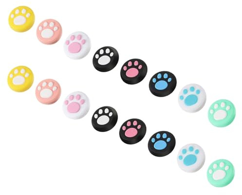 VALICLUD Cappucci per Joystick a Pollice in Silicone con Design Zampa di Gatto, Copertura Antiscivolo per Controller Console da Gioco, Set da 16 Pezzi Multicolore per Stile Stili multipli