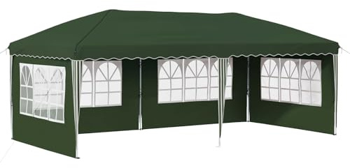 Nqyjm Pabellón, pop-up, carpa, 575 x 289 x 245 cm, verde, cenador de jardín, estable para playa, boda, camping