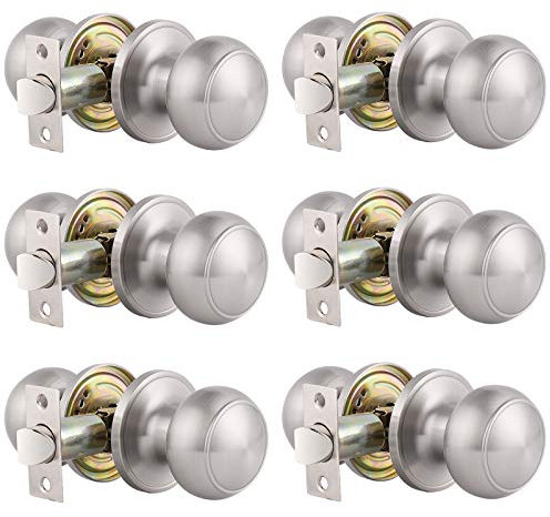 Gobrico - Pomos redondos de níquel satinado para puerta de entrada/pasaje, 1 – 10 unidades