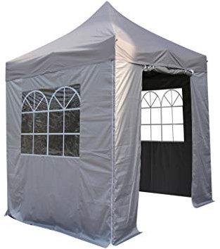 Lusthus för alla årstider, 2 x 2 m kraftig, helt vattentät, PVC-belagd, premium pop-up paviljong med 4 x 100% vattentäta sidopaneler (samma kvalitet som taket)