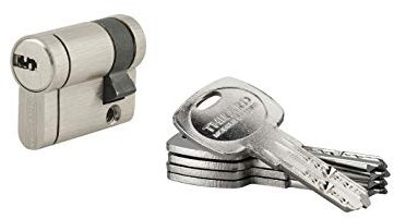 THIRARD - Cylindre de Serrure Trafic 12 - Demi-Cylindre 30 x 10 mm - Nickel - Haute Sécurité - 8 Goupilles - Anti-Arrachement, Anti-Perçage - 5 Clés Réversibles - Carte Propriété