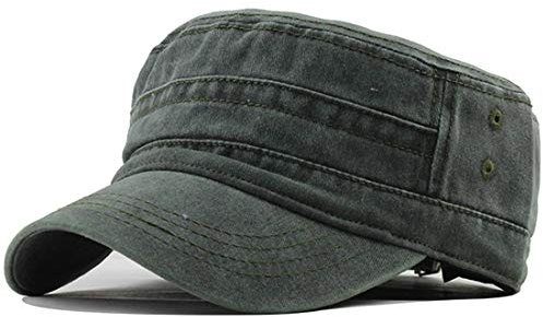 Yixda Unisex Vintage Military Army Flat Cap Verstellbare Baseballmütze Kappe (Armeegrün)