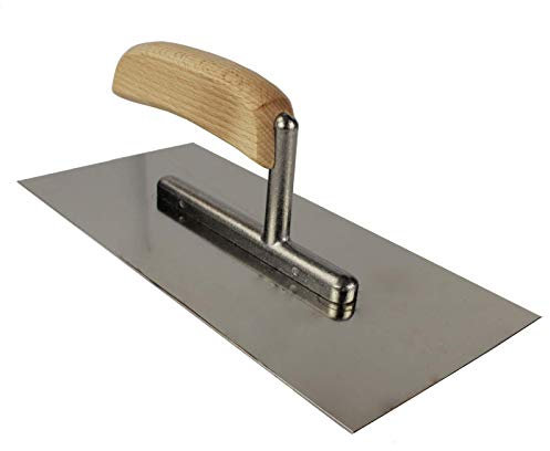 VONLIS Llana de acero inoxidable para enlucir, mango de madera, 270 x 130 mm