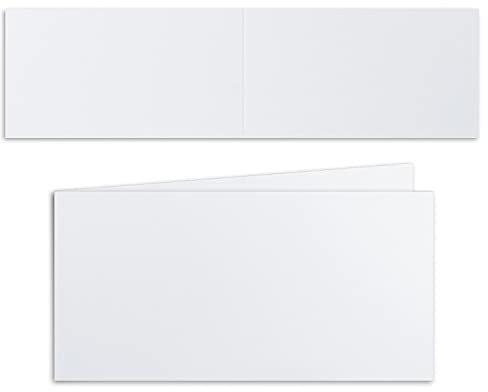 50x Falt-Karten DIN Lang - Hochweiß (Weiß) - querdoppelt-langdoppelt 10,5 x 21 cm - Blanko Doppelkarten - Klappkarten für Einladungen und Grußkarten zu Weihnachten und Geburtstag