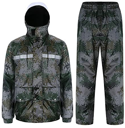 Yukirtiq Traje de Lluvia Para Hombres 2 Piezas Impermeable Conjunto de Chaqueta y Pantalón de Lluvia Traje Impermeable de Trabajo Reflectante