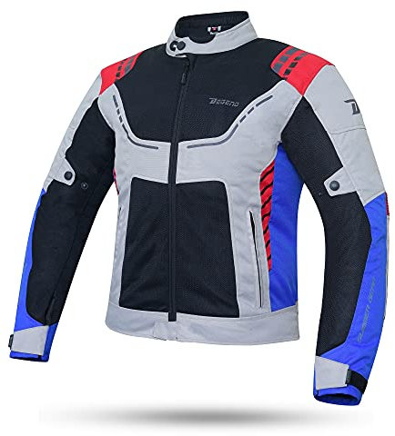 DEGEND BREEZE MAN | Giacca Moto Estiva da Uomo con Protezioni di Livello 2 + Fodera Impermeabile Rimovibile - Giacchetta Omologata, Multicolore, 3XL