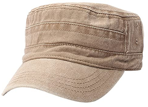 SMELEYOU Casquette Plate Chapeau de Baseball Punk réglable Chapeau de Corps Militaire en sergé de Coton lavé Casquette Unisexe de l'armée des Cadets Streetwear en détresse pour Femmes et Hommes Kaki