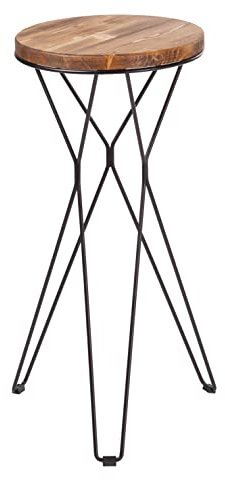 Loftie Blumentisch Pflanzenständer H75 cm Holz/Metall Natur/Dunkelbraun - Beistelltisch Blumenständer Blumensäule Blumenhocker Ständer für Drinnen & Draußen