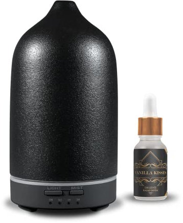 Aroma Diffuser AS Mini (Black) | von Reima | Ultraschall Luftbefeuchter | inkl. hochwertigem Parfümöl Vanilla Kisses | Hauch von Vanille & Moschus