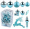 40 Stück Weihnachtskugeln Set, Weihnachtsbaum Kugeln, Premium Christbaumkugeln Kunststoff, Weihnachtskugeln Blau, Bruchsicher & Mehrweg (∅ 3-6cm)