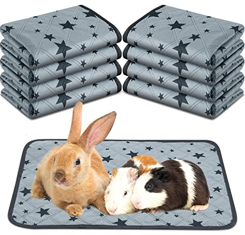 Namalu 8 Stück PIPI Pads Wiederverwendbar Urin Unterlagen für Meerschweinchen Waschbar Fleece PIPI Matte rutschfest Haustier Unterlagen Saugfähig Käfig Einlage mit Stern Muster (12 x 12 Zoll)