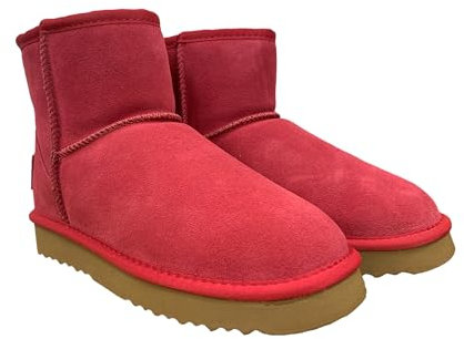 OOG Damen Lederboots mit Teddyfell Echt-Leder warm gefüttert Schnee Boots Winter Boots (58541Pink, EU Schuhgrößensystem, Erwachsene, Damen, Numerisch, M, 39)