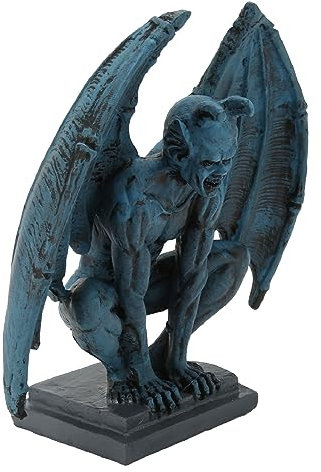 SEAFRONT Gartenskulptur, Abgerundete, Lebensechte Blaue Gargoyle-Statue aus Kunstharz für Büro und Hof