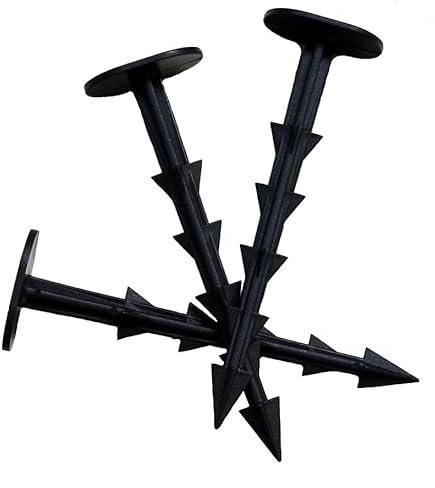 B2C PEGS 6 GROUND sheet GARDEN WEED BARRIER MEMBRANE PINS Pegs FABRIC HOOKS STAPLES FIXINGS 6 Landscape cover Staples Plastic (10, Black)