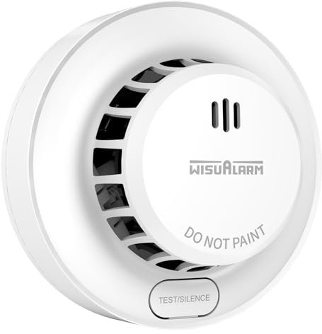 Détecteur de Fumée Capteur de 10 Ans avec Pile 5 Ans, Alarme Incendie Détecteur Fumée 85dB, Bouton de Test/Silence, Batterie Remplaçable,Conforme EN14604 (1 pièce)