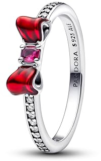 Pandora Disney Princess Snow White Bow 193652C01 Women's Silver Ring, TU, Sterling Silver, Cubic Zirconia