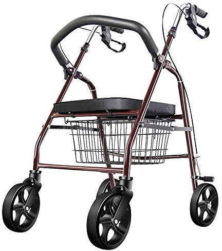 Rollator Pieghevole Rollator Walkers 4 Ruote Deambulatore, Deambulatore Rollator Pieghevole Leggero A Quattro Ruote Con Seduta Imbottita, Maniglie Ergonomiche E Borsa Per Il Trasporto, Deambulatore P