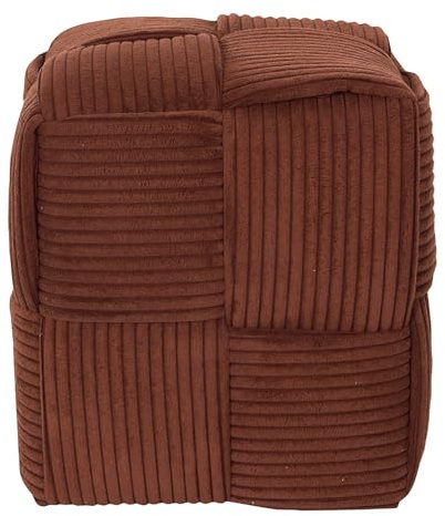 HOME DECO FACTORY, HD0539, Terrakottavävd räfflad sittpuff, elegant och bekväm design, idealisk för cocooning, mångsidig som sitt- eller sidobord, mått 36x38x36 cm, terrakottafärg