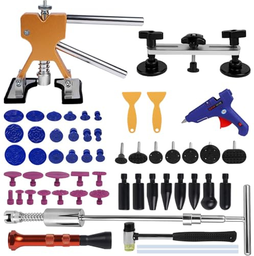 Putentfun Dent Tool, 66PCS Dent Repair Kit Car, Dent Repair Set Car with Sliding Hammer, Adjustable Width Golden Lifter, Dent Repair Kit Can Repair 98% of Car Dents