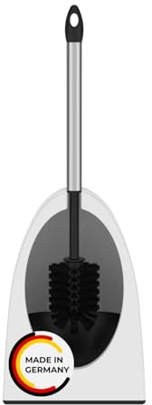 Rival WC-Garnitur Ergonomic mit verchromtem Stiel & Rundbürste – Toilettenbürste mit sicherer Halterung – WC Garnitur mit Leichter Handhabung – WC Bürstengarnitur als Badezimmer Deko – Klobürste