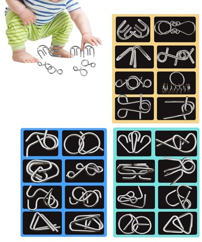 Jeu de Fils métalliques - Jeu de Liens métalliques pour déverrouiller et entrelacer, Jouet d'anneaux Chinois d'ingénierie, récompense éducative pour la Famille, Les Jeunes, Filles