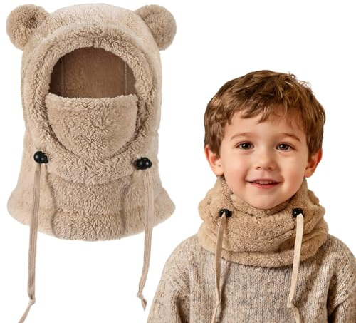AYPOW Passamontagna Invernale in Pile Termico Bambini 3-10 Anni, Multifunzionale Antivento Regolabile Maschera da Sci, Caldo in Pile Berretti Cappello Cappuccio Scaldacollo Sciarpa per Ragazzi Ragazze