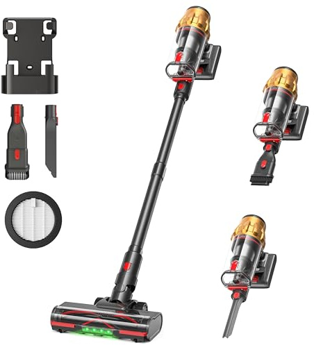 Lubluelu Akku-Staubsauger 50000Pa, kabellos mit Smart Display & Anti-Tangle-Bodenbürste, leicht & flexibel, ideal für Tierhaare, Teppiche und Hartböden, inkl. Wandhalterung