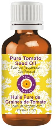 Deve Herbes Tomato Seed Oil (Solanum lycopersicum) | Cold Pressed | Pure | Natural | Undiluted | For Diluting Essential oils | For Skin & Massage | Non-Sticky| Lightweight| Men & Women | 5ml (0.16 oz)
