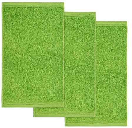 möve Superwuschel Gästetuch 30 x 50 cm aus 100% Baumwolle, peridot 3er Set