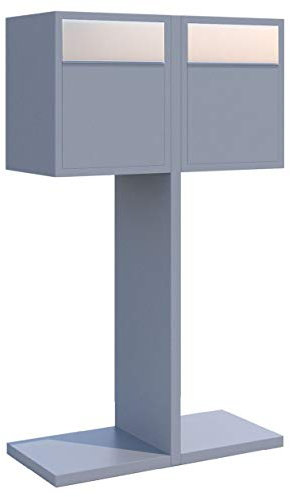 Briefkastenanlage, Design Briefkasten Hermes Double for Two Grau Metallic/Edelstahl - Bravios