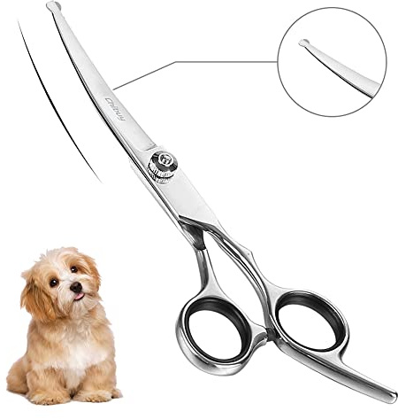 Ciseaux de toilettage professionnels avec pointe ronde en acier inoxydable pour chiens et chats - parfaits pour le contour des yeux - 17 x 6,6 x 1,1 cm