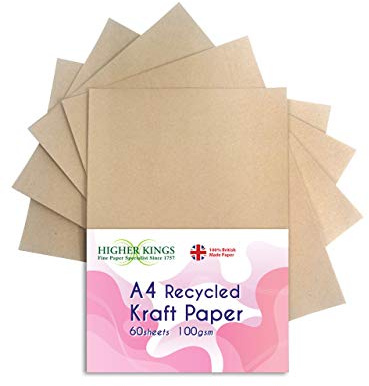A4 Kraft Paper 100gsm 60 Sheets (100% Recycled) Made in UK*