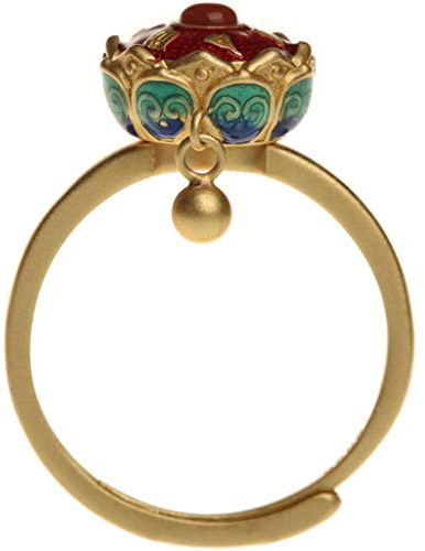 YO-HAPPY Anillo Giratorio de Loto de Budismo, Rueda de oración tibetana Budista, Anillo de Dedo OM Mantra