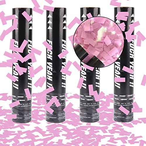 XiXiRan Set di cannoni per coriandoli, 4 pezzi di carta, per feste, pistole, bombe, sparatutto per compleanni, reveal di genere e celebrazioni (rosa)