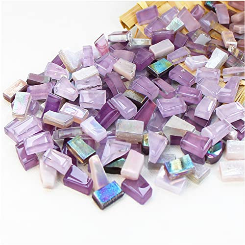 500g unregelmäßige Kristall-Mosaikfliesen,kleine Mosaikfliesen,handgefertigt,Kristallhandwerk für Bastelarbeiten,große DIY-Bilderrahmen,handgefertigter Schmuck-Untersetzer(violette Serie)
