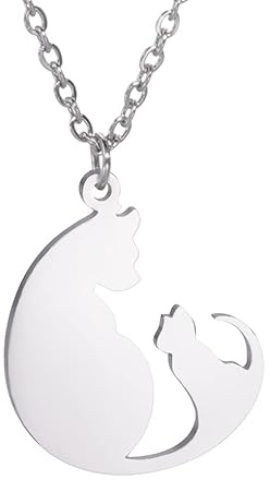 VASSAGO Katthänge, halsband, ihåligt katthuvud, promenad, katt, husdjursälskare, nyckelbenskedja, smyckesgåva för kvinnor, flickor, rostfritt stål