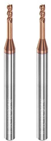 sourcing map 2pcs Square Nose End Mill 4mm Shank 2mm x 12mm AlTiSin Coated Solid Carbide Long Reach Extended Neck 4 Flutes CNC Router Bit Milling Cutter for Stainless Steel Hardened Steel