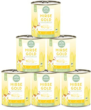 naftie veganes Hundefutter Bio Hirse Gold - Nassfutter Menü mit Erbsen - purinarm glutenfrei - Diät-Futter - 6X 800g