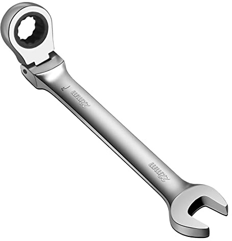 WISEUP Flexible Combination Wrench, 22mm Ratchet Spanner, 180 ° Adjustable Socket Wrenchs, Industrial Anti-Slip Labor-Saving Wrench Tools