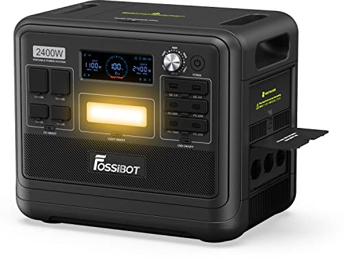 FOSSiBOT Generateur Electrique Solaire Portable 2400W F2400, 2048Wh LiFePO4 Batterie de Secours avec 3 Sorties CA 2400W (4800W Pic), Groupe Électrogène Solaire pour Camping-car, Maison, Voyage
