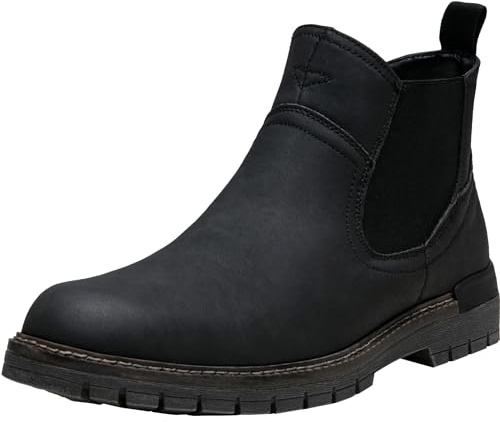 Jousen Chelsea Boots Casual Slip On Ankle Waterproof Mens Boots(AMY8119A black 10)