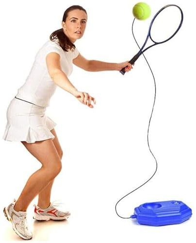topolenashop Tennis Trainer Solo con Base Zavorrabile, Corda Elastica e Pallina Inclusa – Attrezzo Allenamento Tennis per Coordinazione, Precisione e Tecnica, Utilizzo in Giardino, Campo e Casa