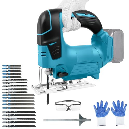 Seghetto Alternativo A Batteria Per Makita 18v, Seghetto Alternativo Elettrico Con 20 Lame, 0-3000 Spm, Angolo Di Taglio ± 45°, Per Legno, Pvc, Compensato E Metallo (Senza Batteria)