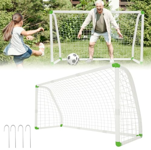 ORHEYA PVC-fotbollsmål 245 × 155 × 90 cm – fotbollsmål med nät, lämplig för trädgård, strand och park, träning fotbollsnät, fotbollsmål målvägg perfekt grind för barn och vuxna