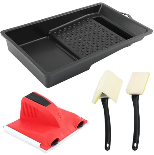 Paint Edger Tool with Trim and Touch-Up Pad, Paint Pad Tray Set Easy-to-Use Edge Painting Tool, Painting Wall Edges Pad for Home Interior, Trim Smart Paint Edger for High Ceiling