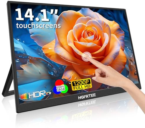 HGFRTEE Portable Monitor Touchscreen 14 inch,FHD 1200P IPS Touch Screen Monitor,USB-C HDMI External Portable Monitor for Laptop/PC/Mac/Phone/Xbox,with Kickstand Ultra-Slim Second Screen for Laptop