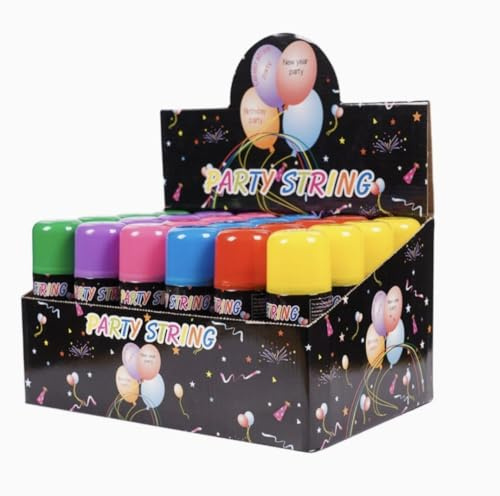 Generico Bottiglia Spray Stelle Filanti 6 Colori Assortiti 24 Pezzi per Feste Carnavale Capodanno Compleanno Matrimonio (Stelle filanti)