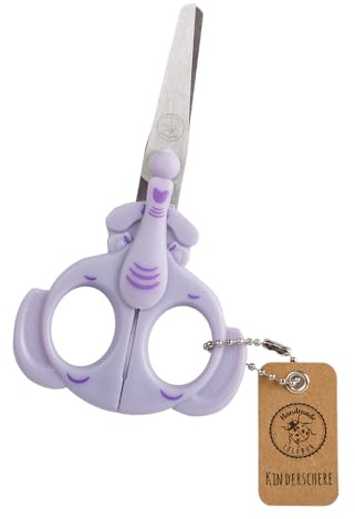 Lulubug Kinderschere ab 3 Jahre, Elefant | Für Rechtshänder | Abgerundete Sicherheitsklinge, rostfreier Edelstahl | 13cm Länge, Klinge 6,5cm | bis zu 25 gestapelte Papier-Blätter schneiden