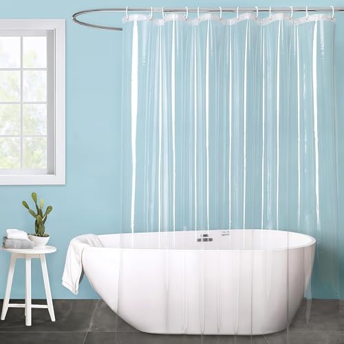180 x 200 cm PEVA duschdraperi transparent med 12 ringar | Antimögel vattentät duschrullgardin för badkar och duschrum