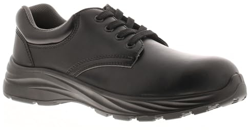 Tradesafe Lace-Up Safety Shoes, Mens Womens Steel Toe Cap, Kitchen, Chef, Non-Slip Work Shoes, S1 SR, Water Repellent, Heat Resistant & Anti-Static Safety Footwear Black 10 UK